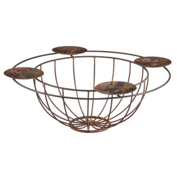 Metal bowl with 4 candle holders for filling, 40x40x16cm, rust
