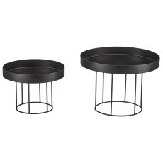 Metal tray on base, set of 2, 18x18x13/23x23x16cm, black