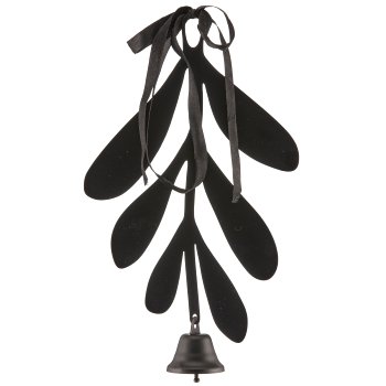 Metal hanger mistletoe with bells, 14x25cm, black