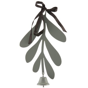 Metallhänger Mistel mit Glöckchen, 14x25cm, jade