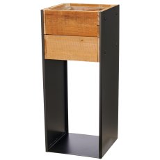 Metallgestell mit Holz Pflanzgefäß, 3er Set, 18x18x34/22x22x54/28x28x75cm,