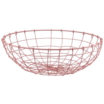 Metalldraht Schale, rund, 2er Set, 33x33x11/40x40x13cm, rosa
