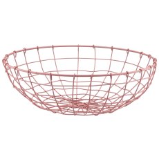 Metalldraht Schale, rund, 2er Set, 33x33x11/40x40x13cm, rosa