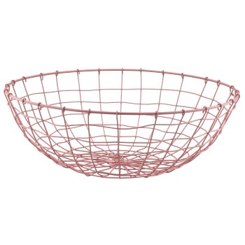 Metalldraht Schale, rund, 2er Set, 33x33x11/40x40x13cm, rosa