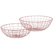 Metalldraht Schale, rund, 2er Set, 33x33x11/40x40x13cm, rosa