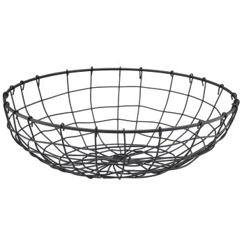 Metalldraht Schale, rund, 2er Set, 33x33x11/40x40x13cm, schwarz