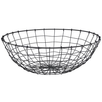 Metalldraht Schale, rund, 2er Set, 33x33x11/40x40x13cm, schwarz