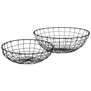 Metalldraht Schale, rund, 2er Set, 33x33x11/40x40x13cm, schwarz