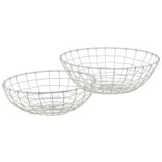 Metalldraht Schale, rund, 2er Set, 33x33x11/40x40x13cm, weiß