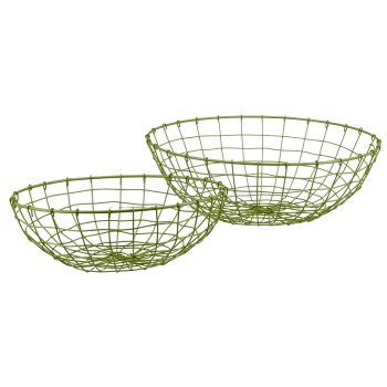 Metalldraht Schale, rund, 2er Set, 33x33x11/40x40x13cm, khaki