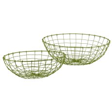 Metalldraht Schale, rund, 2er Set, 33x33x11/40x40x13cm, khaki