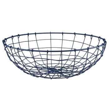Metalldraht Schale, rund, 2er Set, 33x33x11/40x40x13cm, blau