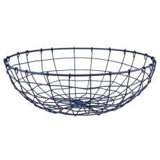 Metalldraht Schale, rund, 2er Set, 33x33x11/40x40x13cm, blau