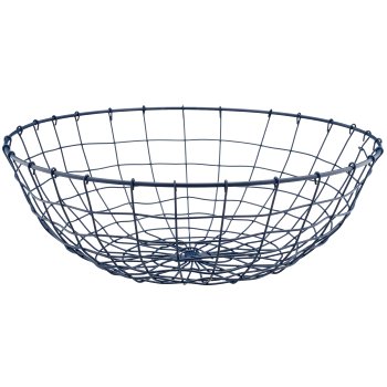 Metalldraht Schale, rund, 2er Set, 33x33x11/40x40x13cm, blau