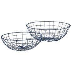 Metalldraht Schale, rund, 2er Set, 33x33x11/40x40x13cm, blau