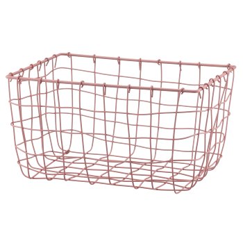Metall Drahtkorb, rechteckig, 2er Set, 30x20x16/36x25x18cm, rosa