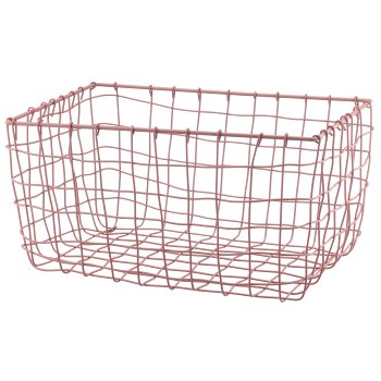 Metall Drahtkorb, rechteckig, 2er Set, 30x20x16/36x25x18cm, rosa