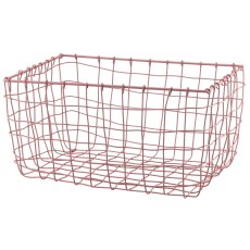 Metall Drahtkorb, rechteckig, 2er Set, 30x20x16/36x25x18cm, rosa