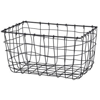 Metall Drahtkorb, rechteckig, 2er Set, 30x20x16/36x25x18cm, schwarz