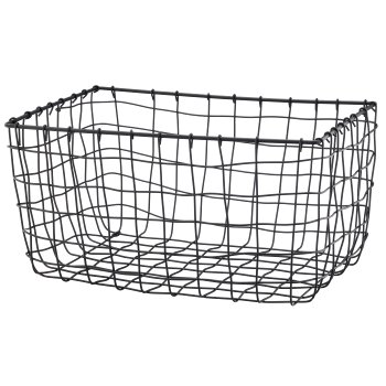 Metall Drahtkorb, rechteckig, 2er Set, 30x20x16/36x25x18cm, schwarz
