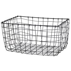 Metall Drahtkorb, rechteckig, 2er Set, 30x20x16/36x25x18cm, schwarz