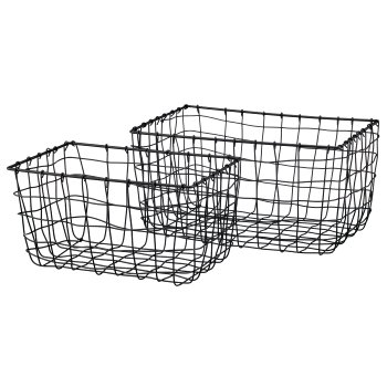 Metall Drahtkorb, rechteckig, 2er Set, 30x20x16/36x25x18cm, schwarz