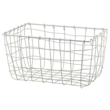 Metall Drahtkorb, rechteckig, 2er Set, 30x20x16/36x25x18cm, weiß