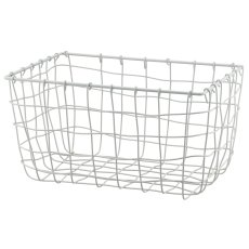 Metall Drahtkorb, rechteckig, 2er Set, 30x20x16/36x25x18cm, weiß