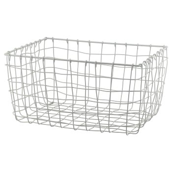 Metall Drahtkorb, rechteckig, 2er Set, 30x20x16/36x25x18cm, weiß