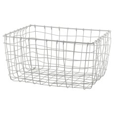 Metall Drahtkorb, rechteckig, 2er Set, 30x20x16/36x25x18cm, weiß