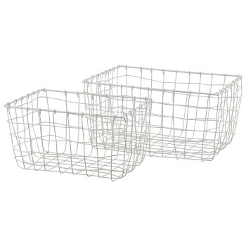 Metall Drahtkorb, rechteckig, 2er Set, 30x20x16/36x25x18cm, weiß