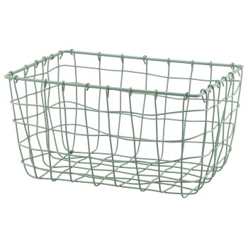Metall Drahtkorb, rechteckig, 2er Set, 30x20x16/36x25x18cm, grün
