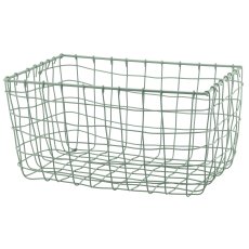 Metall Drahtkorb, rechteckig, 2er Set, 30x20x16/36x25x18cm, grün
