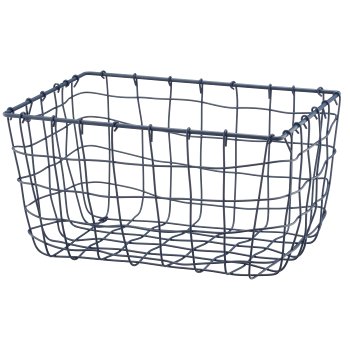 Metall Drahtkorb, rechteckig, 2er Set, 30x20x16/36x25x18cm, blau