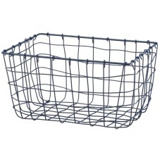 Metall Drahtkorb, rechteckig, 2er Set, 30x20x16/36x25x18cm, blau