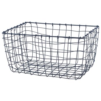Metall Drahtkorb, rechteckig, 2er Set, 30x20x16/36x25x18cm, blau