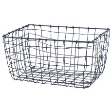 Metall Drahtkorb, rechteckig, 2er Set, 30x20x16/36x25x18cm, blau