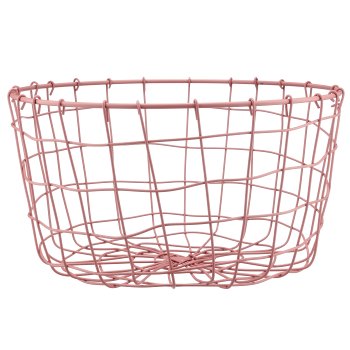 Metall Drahtkorb, rund, 2er Set, 30x30x16/35x35x18cm, rosa