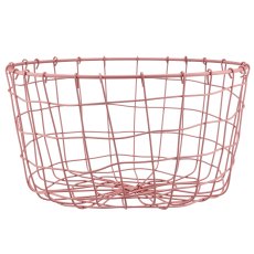 Metall Drahtkorb, rund, 2er Set, 30x30x16/35x35x18cm, rosa