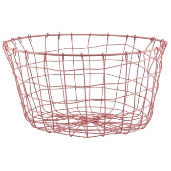 Metall Drahtkorb, rund, 2er Set, 30x30x16/35x35x18cm, rosa