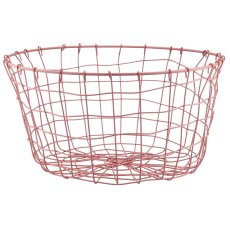 Metall Drahtkorb, rund, 2er Set, 30x30x16/35x35x18cm, rosa