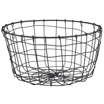 Metall Drahtkorb, rund, 2er Set, 30x30x16/35x35x18cm, schwarz