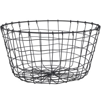 Metall Drahtkorb, rund, 2er Set, 30x30x16/35x35x18cm, schwarz