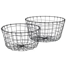 Metall Drahtkorb, rund, 2er Set, 30x30x16/35x35x18cm, schwarz