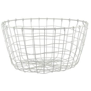 Metall Drahtkorb, rund, 2er Set, 30x30x16/35x35x18cm, weiß