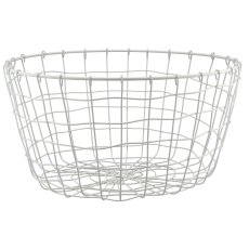Metall Drahtkorb, rund, 2er Set, 30x30x16/35x35x18cm, weiß