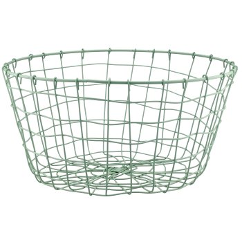 Metall Drahtkorb, rund, 2er Set, 30x30x16/35x35x18cm, grün