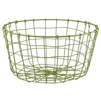 Metall Drahtkorb, rund, 2er Set, 30x30x16/35x35x18cm, khaki