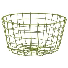 Metall Drahtkorb, rund, 2er Set, 30x30x16/35x35x18cm, khaki