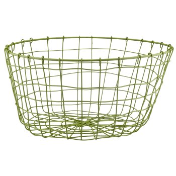 Metall Drahtkorb, rund, 2er Set, 30x30x16/35x35x18cm, khaki